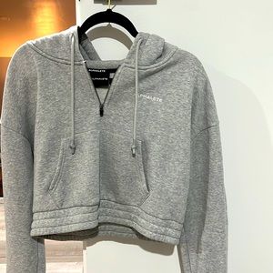 Size medium grey cropped Alphalete half zip hoodie